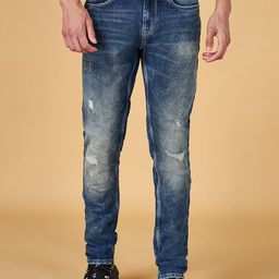SF JEANS by Pantaloons Men Skinny Fit Mildly Distressed Heavy Fade Stretchable Jeans-image-34