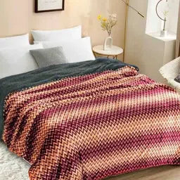 VAS COLLECTIONS Maroon & Beige Heavy Winter 500 GSM Double Bed Blanket-image-5