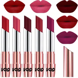 VOLO Set Of 5 Creme Matte Lipstick-3.5g Each-Tomato Red-Pink-Maroon, Red-Magenta-32