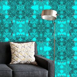 ArtzFolio Printed UV-Resistant Anti-Bacterial Blue Traditional Damask Peel & Stick Wallpaper-image-64