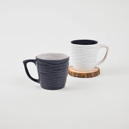 Storepedia Grey & White Handcrafted Textured Ceramic Matte Cups Set of Cups and Mugs-21