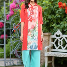 Pannkh Floral Printed Shirt Collar Straight Kurta-image-68