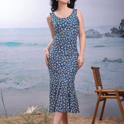 PURVAJA Women Floral Print Fit & Flare Midi Dress-image-51