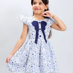 PINK MERMAID Girls Floral Printed Cap sleeves Fit & Flare Dress-image-94