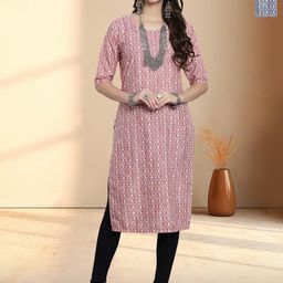 HERE&NOW Selection Of 2 Geometric Printed Round Neck Straight Kurtas-37