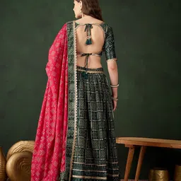 SHRINGARINI Printed Block Print Ready to Wear Lehenga & Unstitched Blouse With Dupatta image 5
