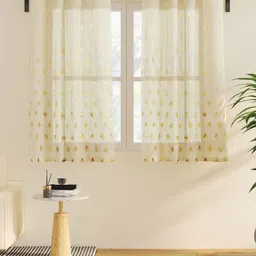 Home Centre Off White & Gold-Toned Set of 2 Ethnic Motifs Sheer Window Curtain-52