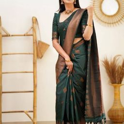 VILLE FASHION Woven Design Zari Kanjeevaram Saree-picture-27