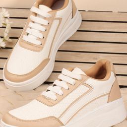 STEPIZIA Women Beige PU Sneakers-image-45