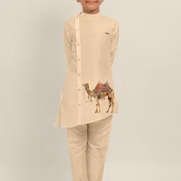 DEVOILER Boys Ethnic Motifs Printed Thread Work Kurta-15