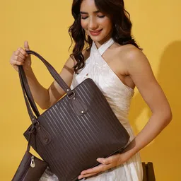 Springberry Textured Structured Tote Bag-18