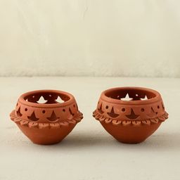 Eyaas 2-Pcs Brown Terracotta Matka Diyas-29