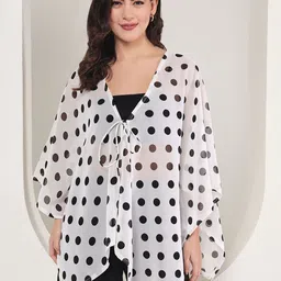 TANDUL Women Geometric Printed V-Neck Tie-Up Shrug-47