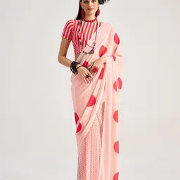 BEYOND ETHNIC Women Polka Dot Printed Poly Georgette Regular Saree-image-65