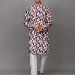 Exotic India Men Embroidered Regular Pure Cotton Kurta with Pyjamas-50