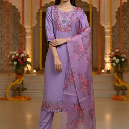 Moda Rapido Women Floral Embroidered Regular Thread Work Kurta with Trousers & With Dupatta-picture-48