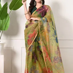 LABEL KANUPRIYA Floral Zari Organza Saree-27