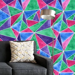 ArtzFolio Printed UV-Resistant Anti-Bacterial Watercolor Triangular PatternPeel & Stick Wallpaper-12