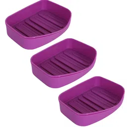 Kuber Industries Purple 3 Pcs Textured Self Draining Soap Holder-picture-47