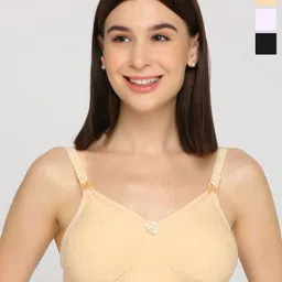 Evamomies Pack Of 3 Full Coverage Cotton Non Padded Non Wired Maternity Bra-51