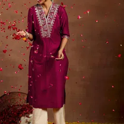 Tulip Eden Women Embroidered Sequinned Floral Kurta-picture-21