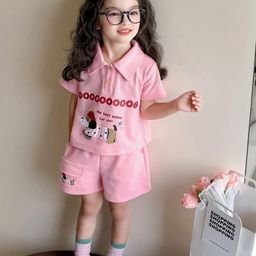 LULU & SKY Girls Printed Pure Cotton T-shirt With Shorts-picture-19