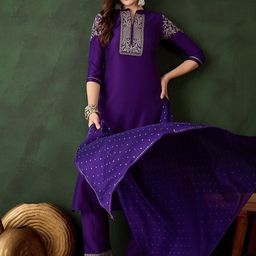 Sangria Embroidered Straight Kurta Trouser With Dupatta-picture-4