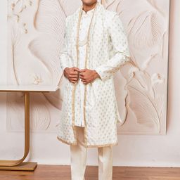 VASTRAMAY Men Self DesignSherwani with Pyjama & Dupatta Set-30
