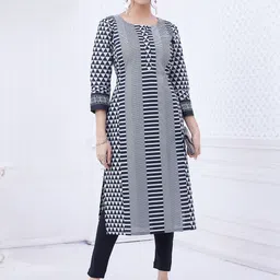 Jevi Prints Women Geometric Printed Pure Cotton Straight Kurta-picture-8