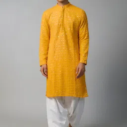 sven suits Men Embroidered Regular Sequinned Kurta with Dhoti Pants-picture-46