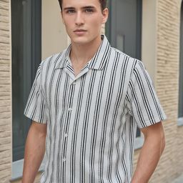 SZN Men Black Cotton Striped Casual Shirts-picture-24
