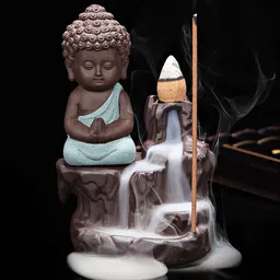 eCraftIndia Green & Brown Buddha Smoke Fountain Showpiece-image-11