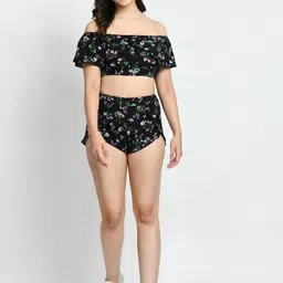 COATTIRE Floral Printed Off Shoulder Short Sleeves Top &Shorts Co-Ords-picture-6