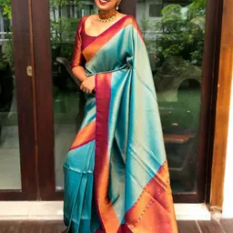 Marziyaa Woven Design Silk Cotton Banarasi Zari Saree-picture-2