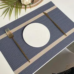 MONKDECOR 6 Pieces Blue Geometric Patterned Rectangular Table Placemat-4