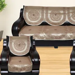 TANLOOMS Gold-Toned & Beige 6Pcs Self Design 5 Seater Sofa Covers-10