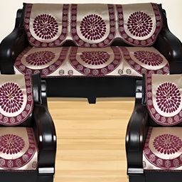 TANLOOMS Purple & Beige  6Pcs Self Design 5 Seater Sofa Covers-image-29