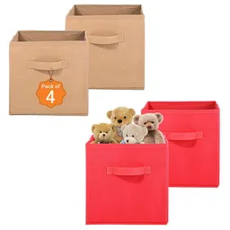 Kuber Industries Red & Beige 4 Pieces Durable Multi-Utility Organisers-21