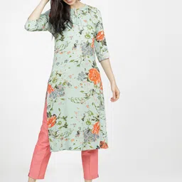 Vishudh Women Blue Floral Printed Straight Kurta-image-77