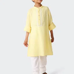 Fabindia Boys Striped Embroidered Pure Cotton Kurta-18
