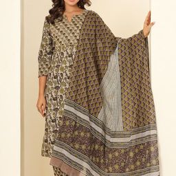 all about you Women Floral Printed Regular Kurta with Trousers & With Dupatta-picture-14
