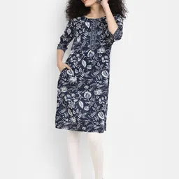 V-Mart Floral Printed Round Neck Cotton Kurta-image-89