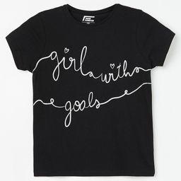 Fame Forever by Lifestyle Girls Black Typography Printed V-Neck T-shirt-image-123