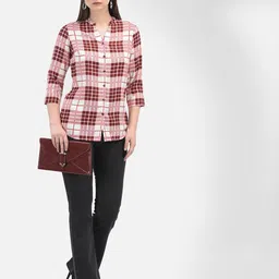 Crimsoune Club Classic Slim Fit Tartan Checks Pure Cotton Casual Shirt-21