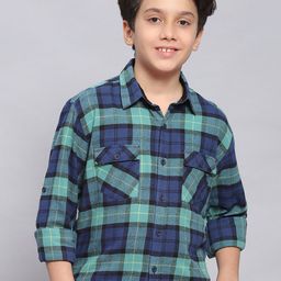 Monte Carlo Boys Classic Slim Fit Tartan Checks Roll-Up Sleeves Pure Cotton Casual Shirt-picture-25