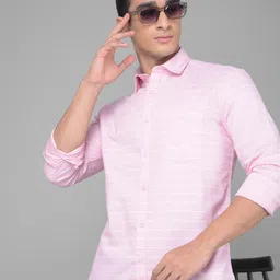 Crimsoune Club Slim Fit Horizontal Striped Pure Cotton Casual Shirt-picture-17