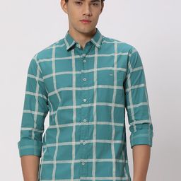Mufti Slim Fit  Windowpane Checks Checked Pure Cotton Casual Shirt-picture-3