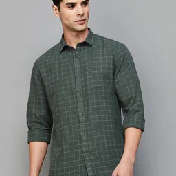 CODE by Lifestyle Spread Collar Grid Tattersall Checked Opaque Casual Shirt-image-94