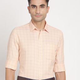 Turtle Men Standard Slim Fit Grid Tattersall Checks Pure Cotton Formal Shirt-image-58
