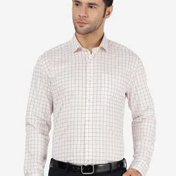JADE BLUE Grid Tattersall Checked Opaque Cotton Formal Shirt-image-72